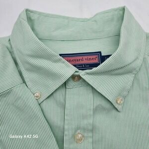 Vineyard Vines Mens Shep & Ian Tucker Shirt Green Stripe Button Down Size XL